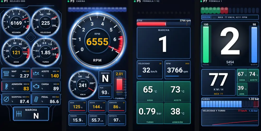 Cuatro cuadros de Final OBD con el tema Azul cromado